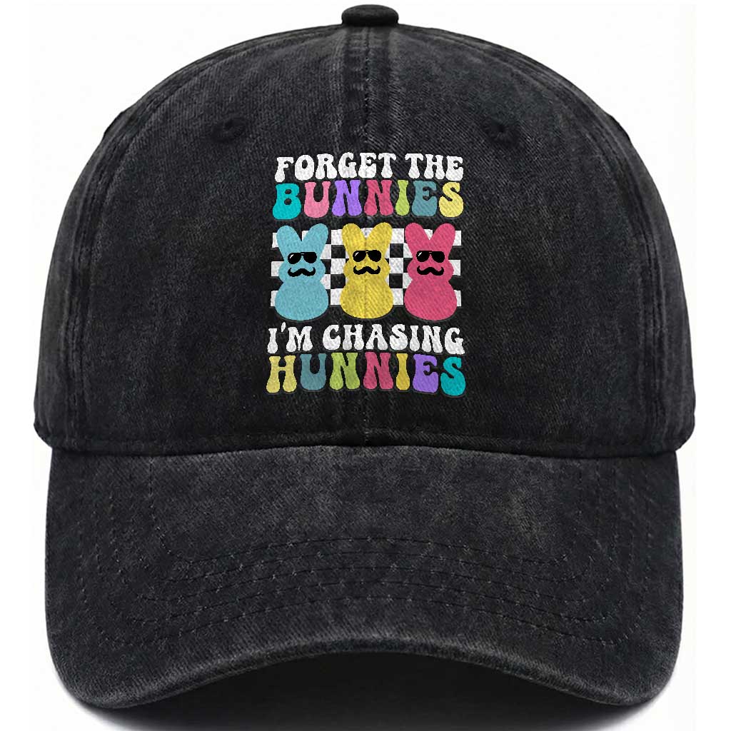 Funny Easter Forget The Bunnies I Am Chasing Hunnies Washed Cotton Baseball Cap