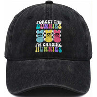 Funny Easter Forget The Bunnies I Am Chasing Hunnies Washed Cotton Baseball Cap