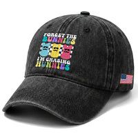 Funny Easter Forget The Bunnies I Am Chasing Hunnies Washed Cotton Baseball Cap