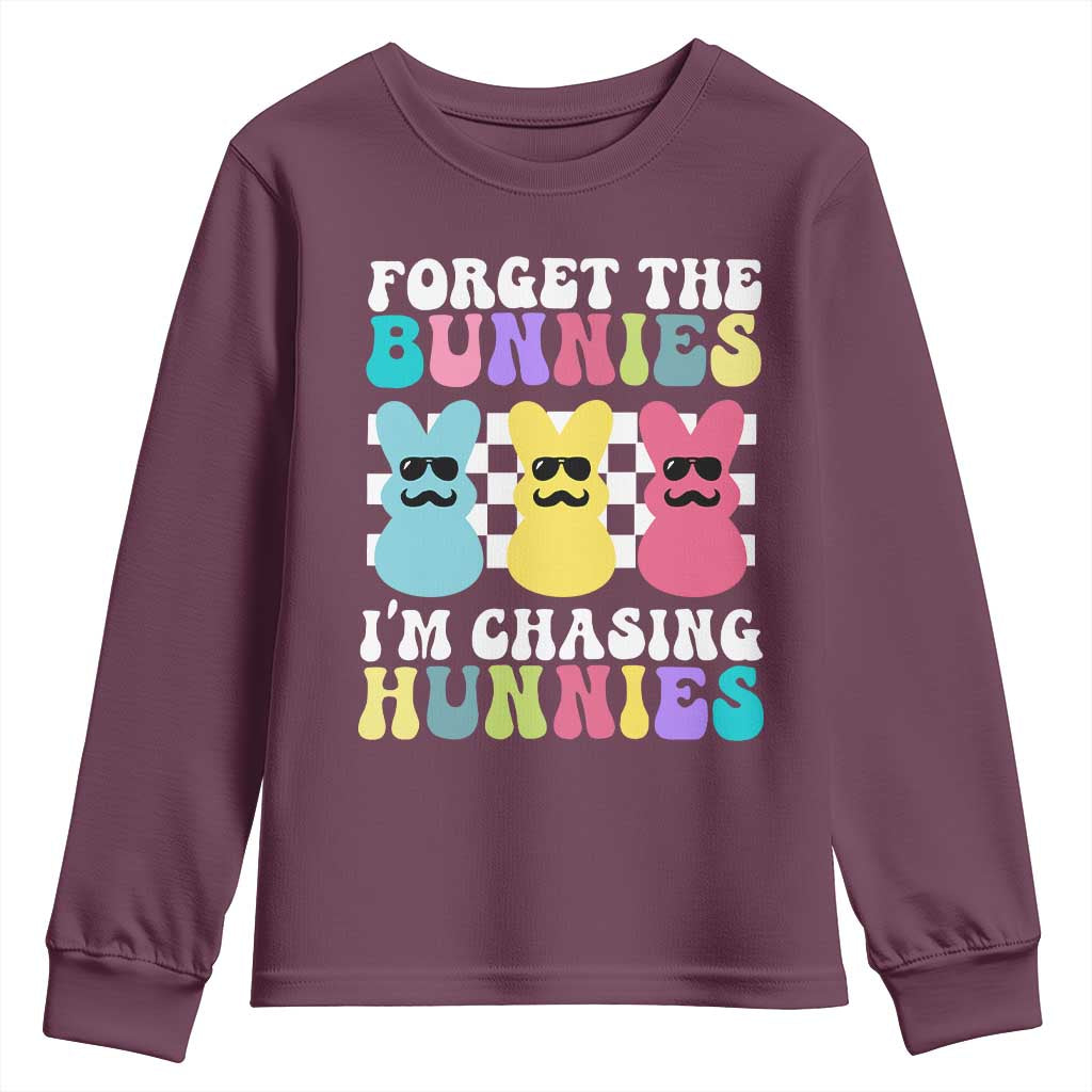 Funny Easter Forget The Bunnies I Am Chasing Hunnies Youth Sweatshirt