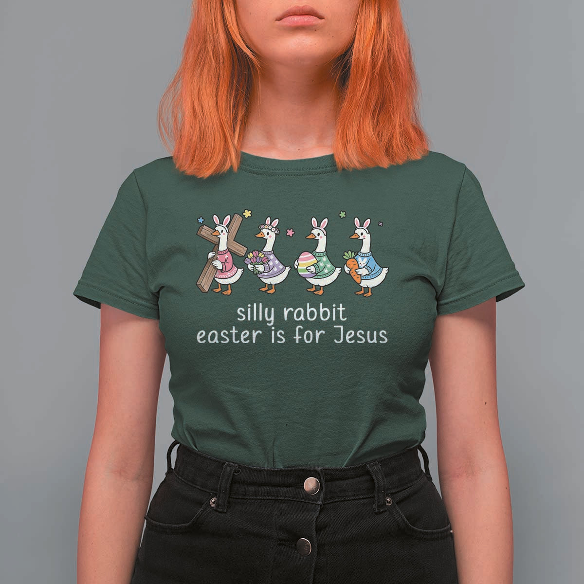 Funny Easter Day Silly Goose T Shirt For Women Silly Rabbit Easter Is For Jesus