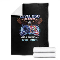 USA 250th Anniversary Gamer Throw Blanket Level 250 USA Edition 1776 2026 Bald Eagle