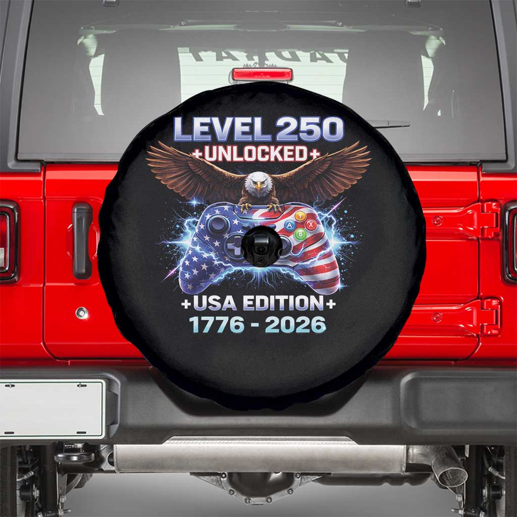 USA 250th Anniversary Gamer Spare Tire Cover Level 250 USA Edition 1776 2026 Bald Eagle