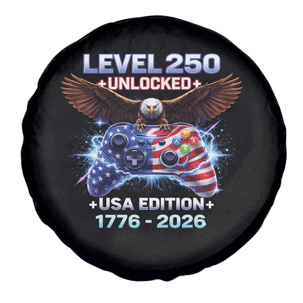 USA 250th Anniversary Gamer Spare Tire Cover Level 250 USA Edition 1776 2026 Bald Eagle