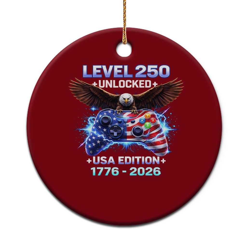 USA 250th Anniversary Gamer Ceramic Ornament Level 250 USA Edition 1776 2026 Bald Eagle
