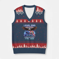 USA 250th Anniversary Gamer V-Neck Knit Sweater Vest Level 250 USA Edition 1776 2026 Bald Eagle
