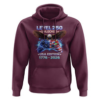 USA 250th Anniversary Gamer Hoodie Level 250 USA Edition 1776 2026 Bald Eagle