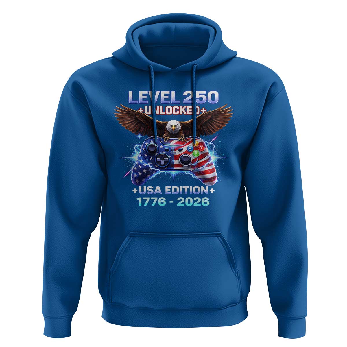 USA 250th Anniversary Gamer Hoodie Level 250 USA Edition 1776 2026 Bald Eagle