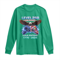 USA 250th Anniversary Gamer Long Sleeve Shirt Level 250 USA Edition 1776 2026 Bald Eagle