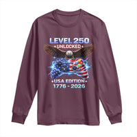 USA 250th Anniversary Gamer Long Sleeve Shirt Level 250 USA Edition 1776 2026 Bald Eagle