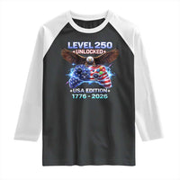 USA 250th Anniversary Gamer Raglan Shirt Level 250 USA Edition 1776 2026 Bald Eagle