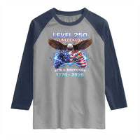 USA 250th Anniversary Gamer Raglan Shirt Level 250 USA Edition 1776 2026 Bald Eagle