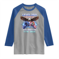 USA 250th Anniversary Gamer Raglan Shirt Level 250 USA Edition 1776 2026 Bald Eagle