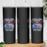 USA 250th Anniversary Gamer Skinny Tumbler Level 250 USA Edition 1776 2026 Bald Eagle