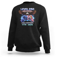 USA 250th Anniversary Gamer Sweatshirt Level 250 USA Edition 1776 2026 Bald Eagle
