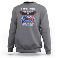 USA 250th Anniversary Gamer Sweatshirt Level 250 USA Edition 1776 2026 Bald Eagle