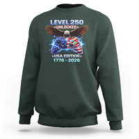 USA 250th Anniversary Gamer Sweatshirt Level 250 USA Edition 1776 2026 Bald Eagle