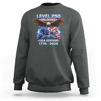 USA 250th Anniversary Gamer Sweatshirt Level 250 USA Edition 1776 2026 Bald Eagle