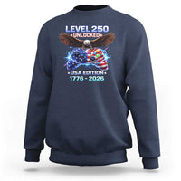 USA 250th Anniversary Gamer Sweatshirt Level 250 USA Edition 1776 2026 Bald Eagle