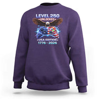 USA 250th Anniversary Gamer Sweatshirt Level 250 USA Edition 1776 2026 Bald Eagle