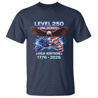 USA 250th Anniversary Gamer T Shirt Level 250 USA Edition 1776 2026 Bald Eagle