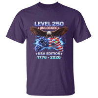 USA 250th Anniversary Gamer T Shirt Level 250 USA Edition 1776 2026 Bald Eagle
