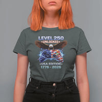 USA 250th Anniversary Gamer T Shirt For Women Level 250 USA Edition 1776 2026 Bald Eagle