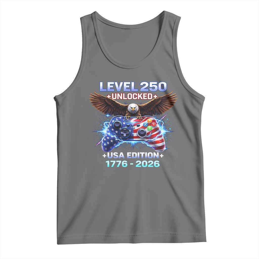USA 250th Anniversary Gamer Tank Top Level 250 USA Edition 1776 2026 Bald Eagle
