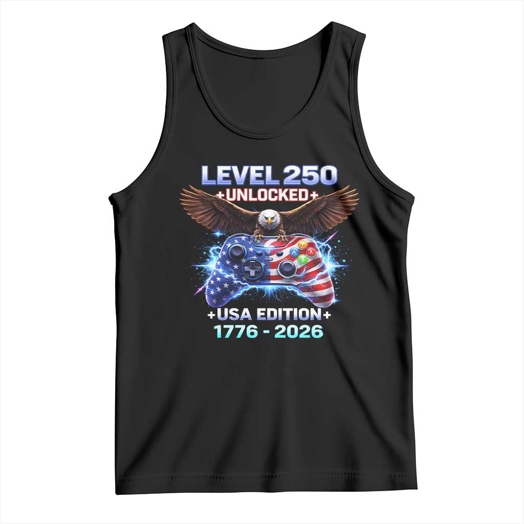 USA 250th Anniversary Gamer Tank Top Level 250 USA Edition 1776 2026 Bald Eagle