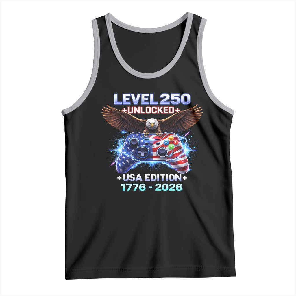 USA 250th Anniversary Gamer Tank Top Level 250 USA Edition 1776 2026 Bald Eagle