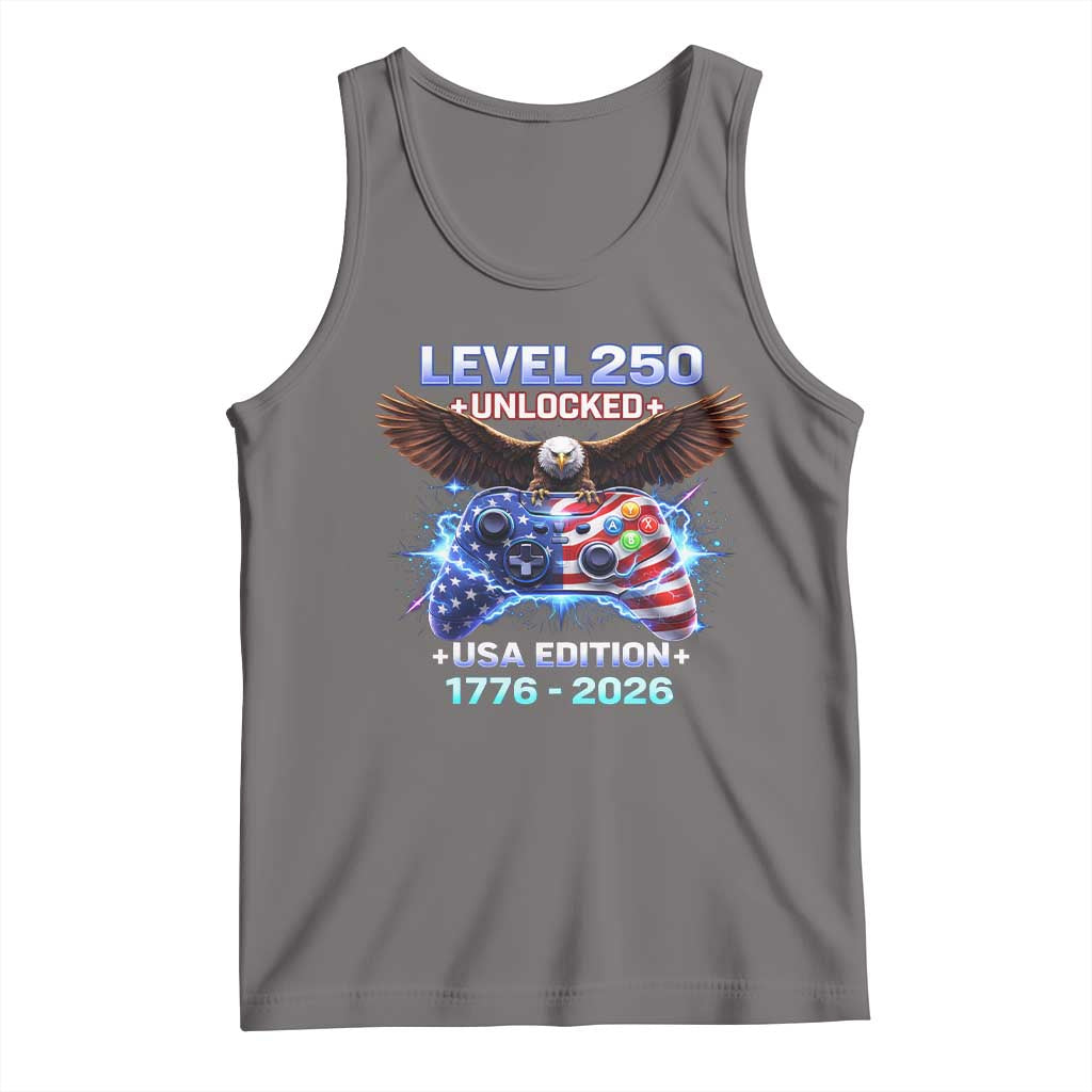 USA 250th Anniversary Gamer Tank Top Level 250 USA Edition 1776 2026 Bald Eagle