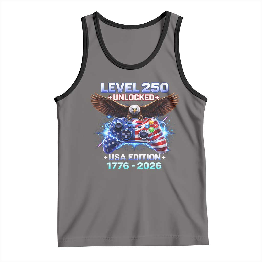 USA 250th Anniversary Gamer Tank Top Level 250 USA Edition 1776 2026 Bald Eagle