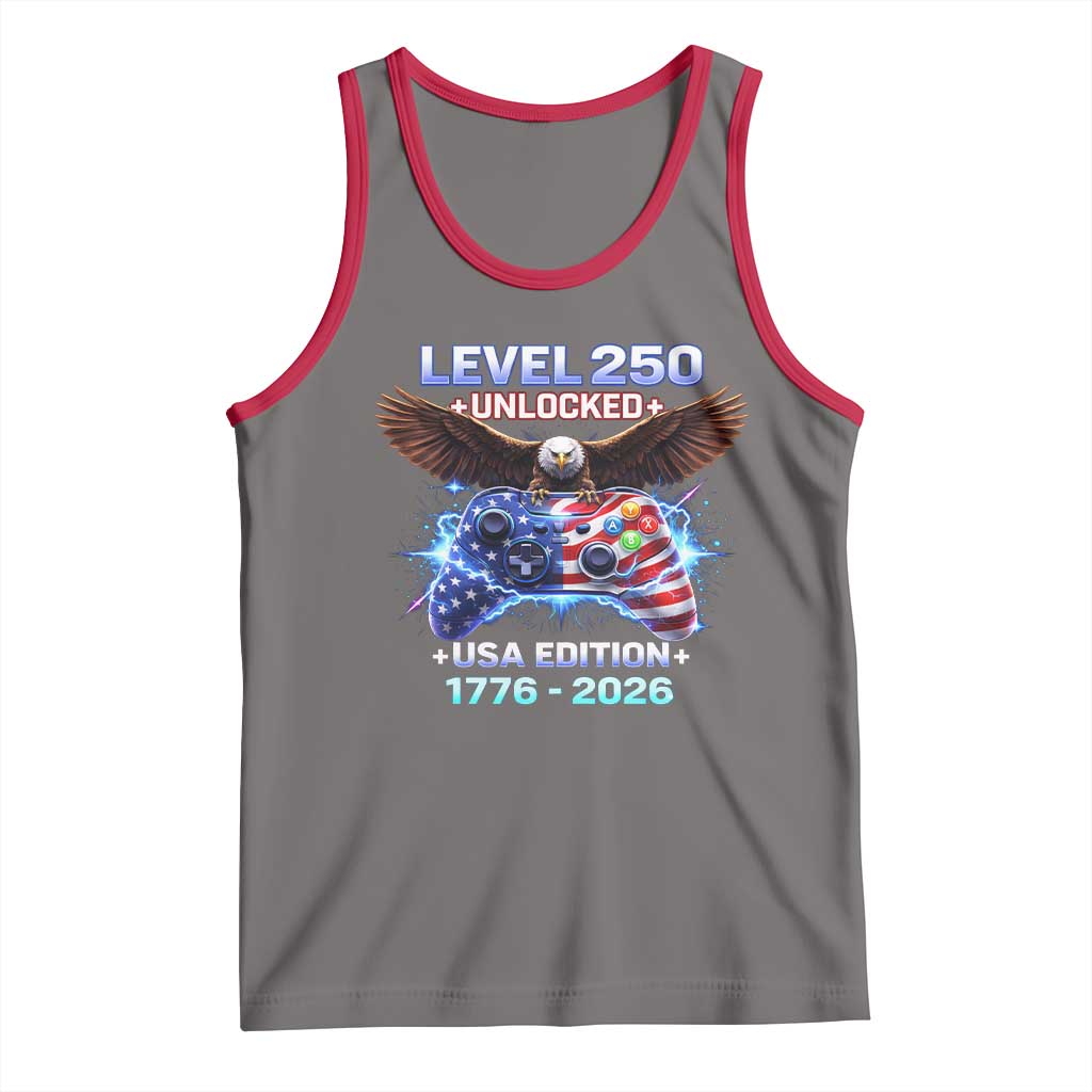 USA 250th Anniversary Gamer Tank Top Level 250 USA Edition 1776 2026 Bald Eagle