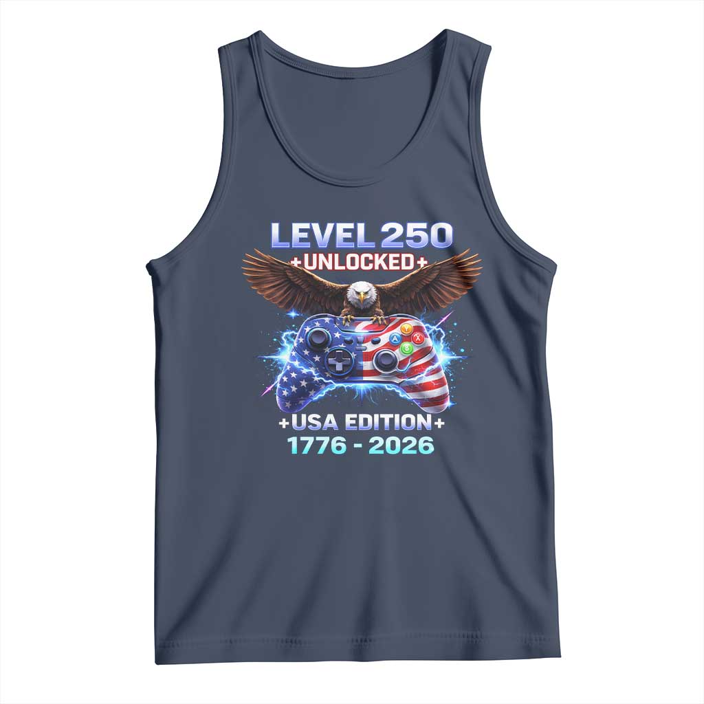 USA 250th Anniversary Gamer Tank Top Level 250 USA Edition 1776 2026 Bald Eagle