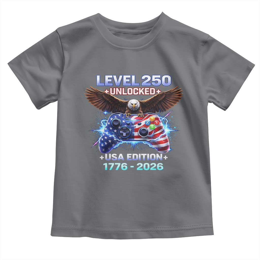 USA 250th Anniversary Gamer Toddler T Shirt Level 250 USA Edition 1776 2026 Bald Eagle