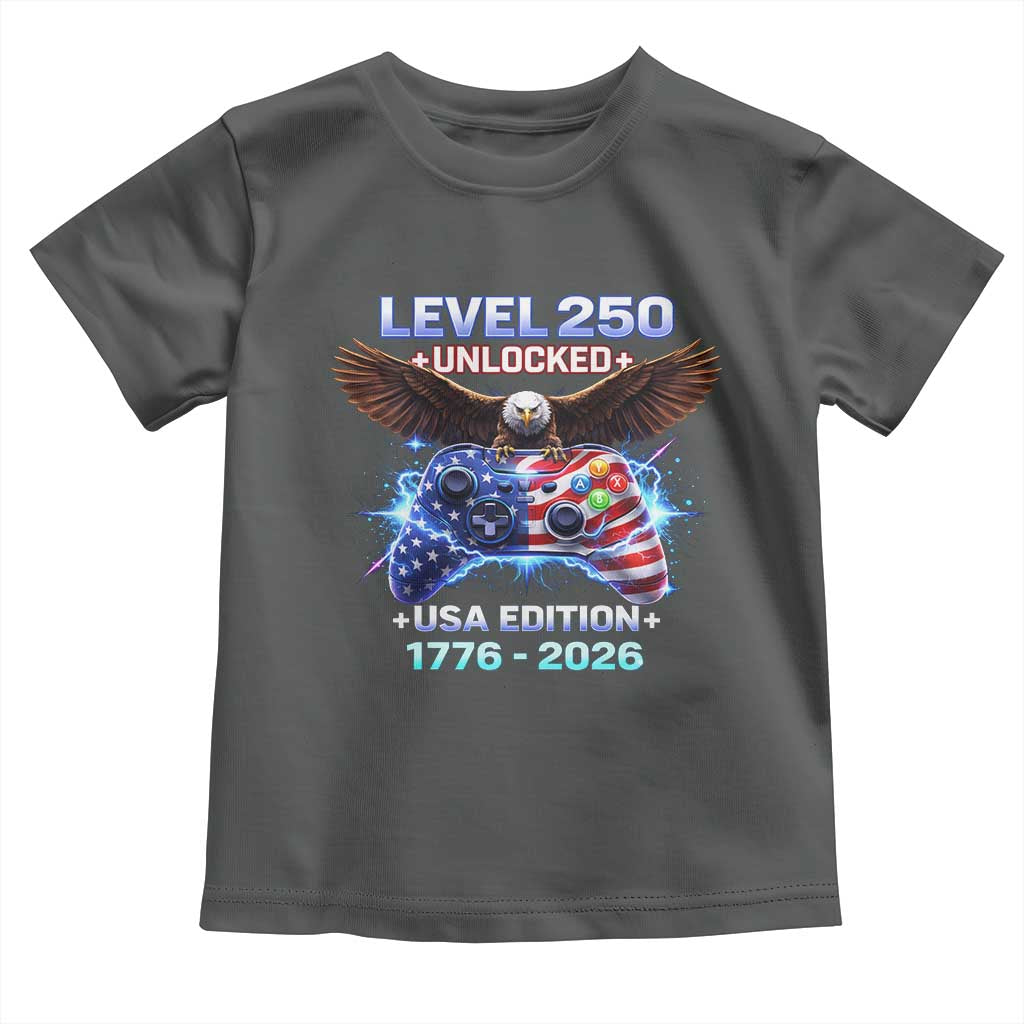 USA 250th Anniversary Gamer Toddler T Shirt Level 250 USA Edition 1776 2026 Bald Eagle