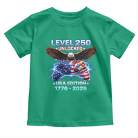 USA 250th Anniversary Gamer Toddler T Shirt Level 250 USA Edition 1776 2026 Bald Eagle
