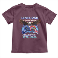 USA 250th Anniversary Gamer Toddler T Shirt Level 250 USA Edition 1776 2026 Bald Eagle