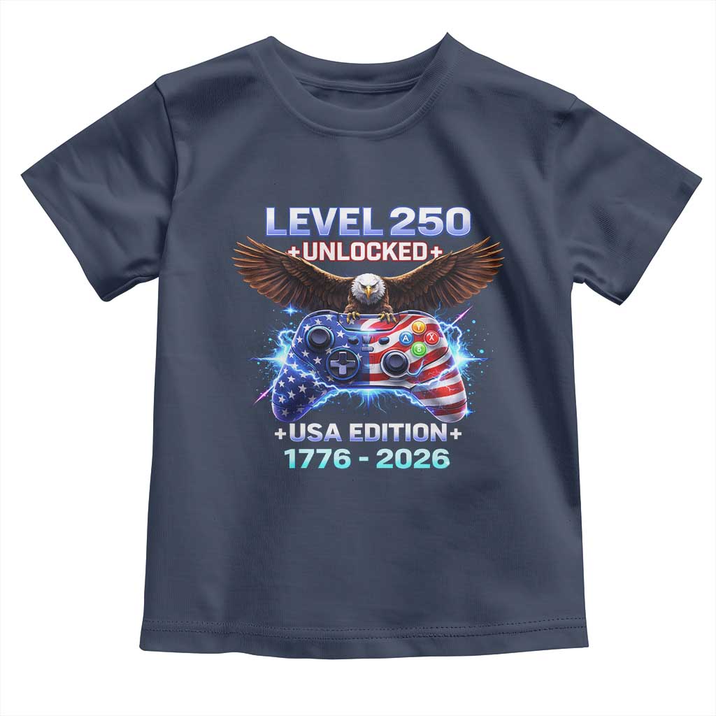 USA 250th Anniversary Gamer Toddler T Shirt Level 250 USA Edition 1776 2026 Bald Eagle