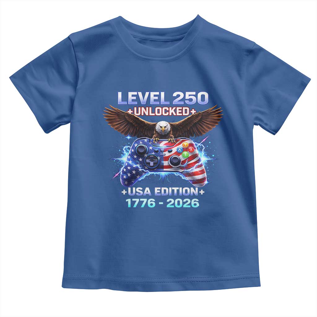 USA 250th Anniversary Gamer Toddler T Shirt Level 250 USA Edition 1776 2026 Bald Eagle