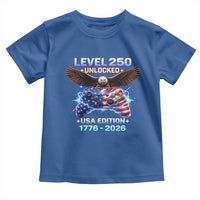 USA 250th Anniversary Gamer Toddler T Shirt Level 250 USA Edition 1776 2026 Bald Eagle
