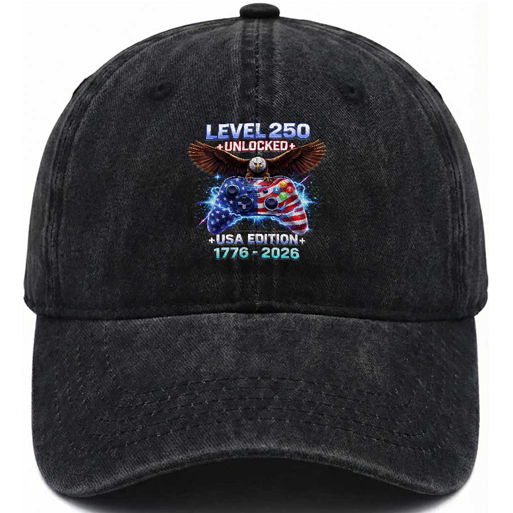 USA 250th Anniversary Gamer Washed Cotton Baseball Cap Level 250 USA Edition 1776 2026 Bald Eagle