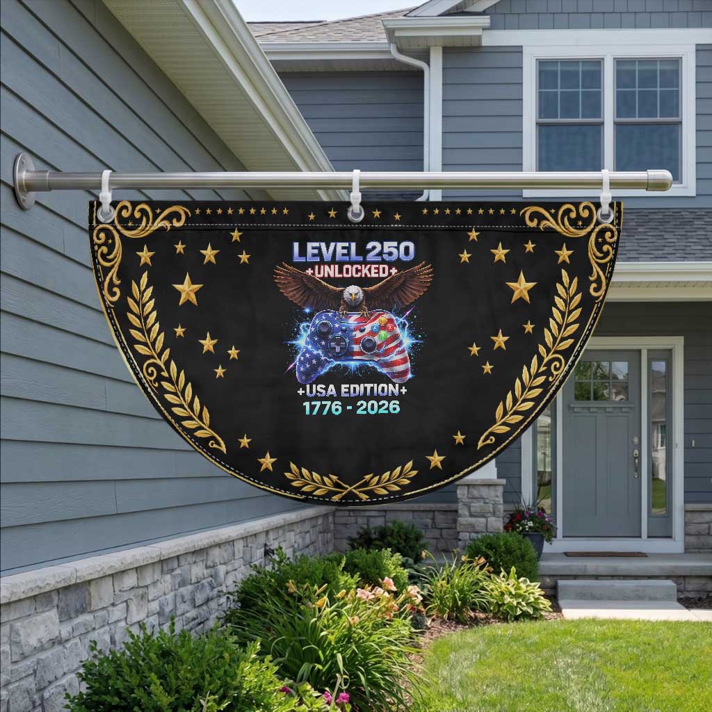 USA 250th Anniversary Gamer Patriotic Fan Flag Level 250 USA Edition 1776 2026 Bald Eagle