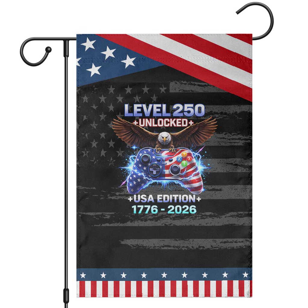 USA 250th Anniversary Gamer Garden Flag Level 250 USA Edition 1776 2026 Bald Eagle