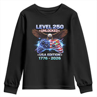 USA 250th Anniversary Gamer Youth Sweatshirt Level 250 USA Edition 1776 2026 Bald Eagle