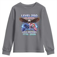 USA 250th Anniversary Gamer Youth Sweatshirt Level 250 USA Edition 1776 2026 Bald Eagle