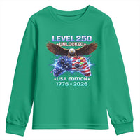USA 250th Anniversary Gamer Youth Sweatshirt Level 250 USA Edition 1776 2026 Bald Eagle