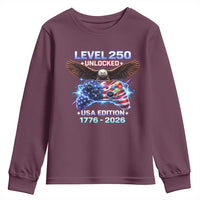 USA 250th Anniversary Gamer Youth Sweatshirt Level 250 USA Edition 1776 2026 Bald Eagle