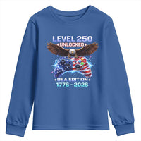 USA 250th Anniversary Gamer Youth Sweatshirt Level 250 USA Edition 1776 2026 Bald Eagle