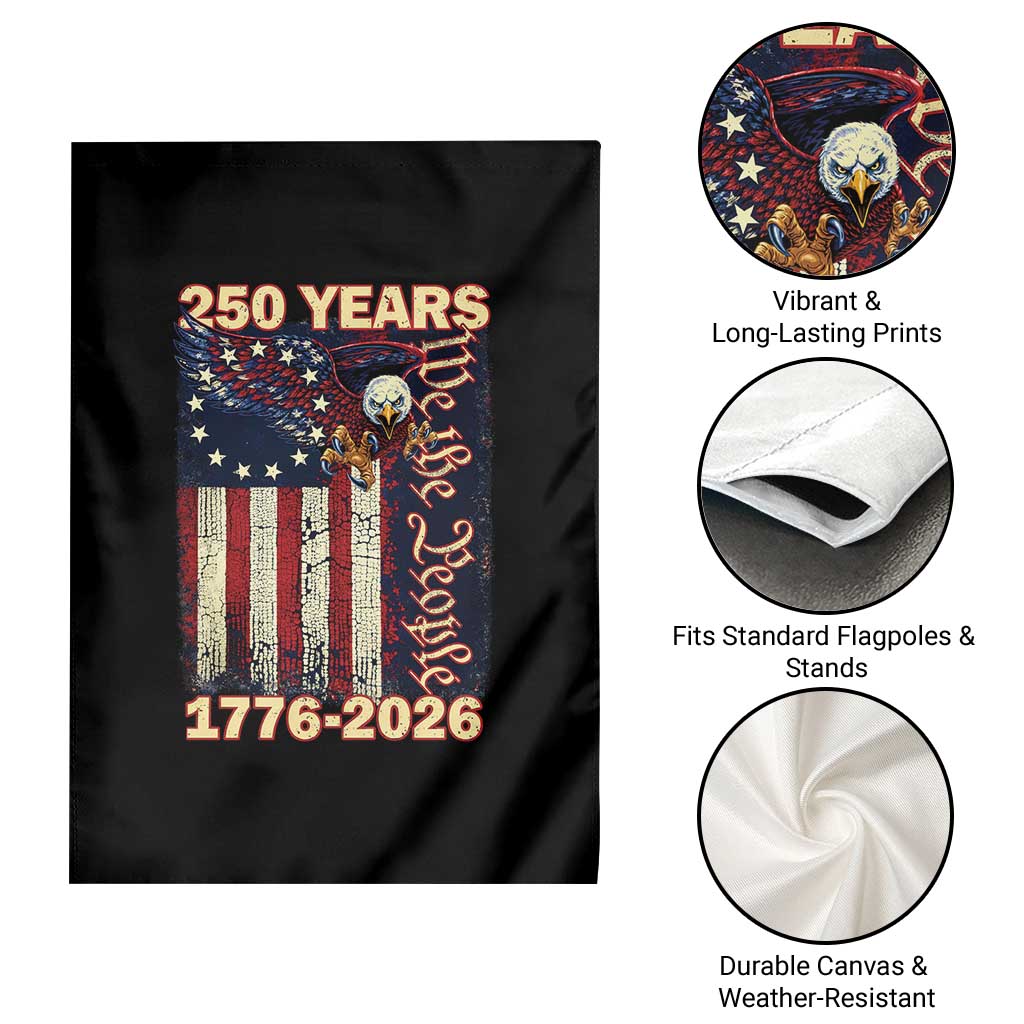 250th Anniversary USA Patriotic Garden Flag 250 Years We The People Vintage Bald Eagle